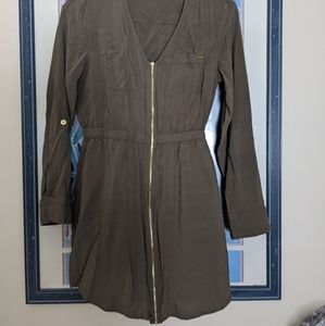 Casual Army Green Guess Dress Utility Zip